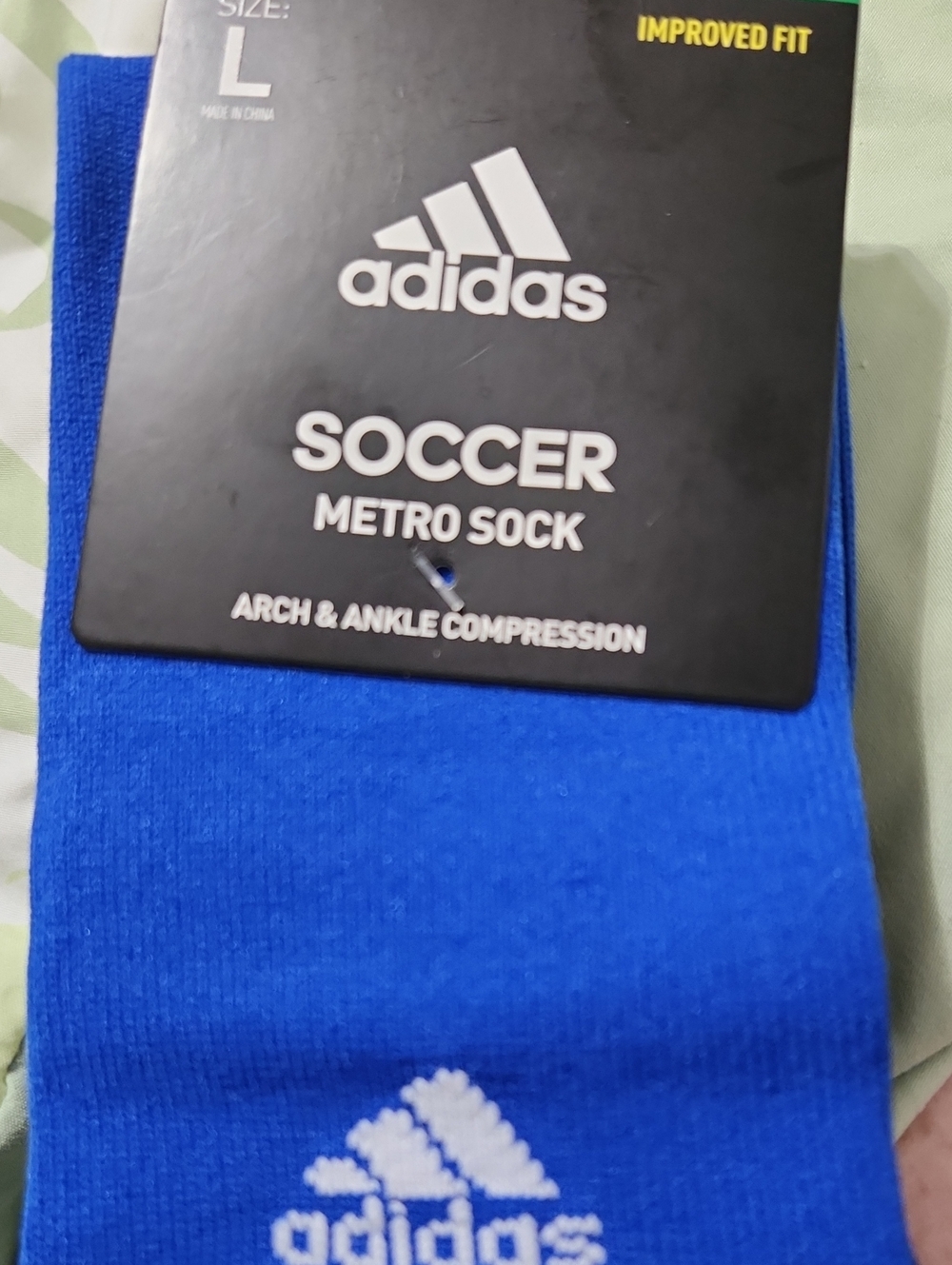 ADIDAS Men's Soccer Metro Crew Sock, Royal Blue  White Size L  Sz 9 -13